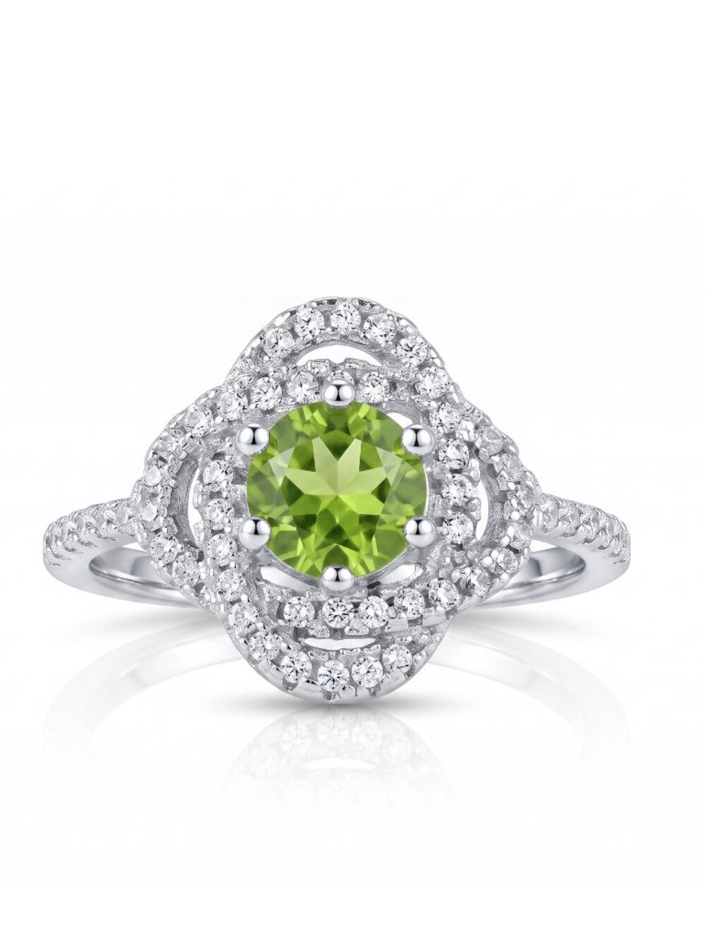 Green Peridot ring, size 7, 925 Sterling Silver Charmed Aroma